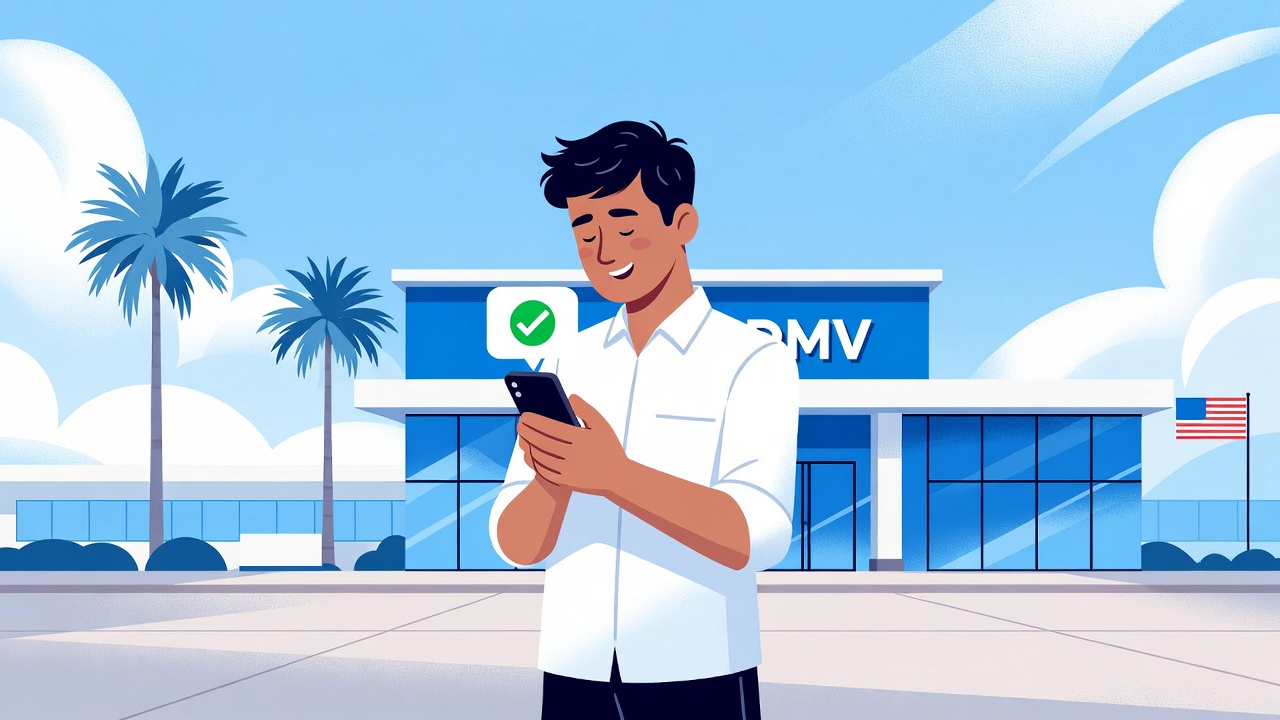 Person receiving a DMV appointment notification on their phone